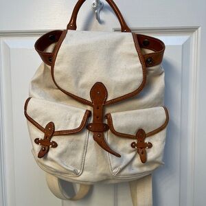 Rugby Ralph Lauren Cream and Brown Canvas Backpack